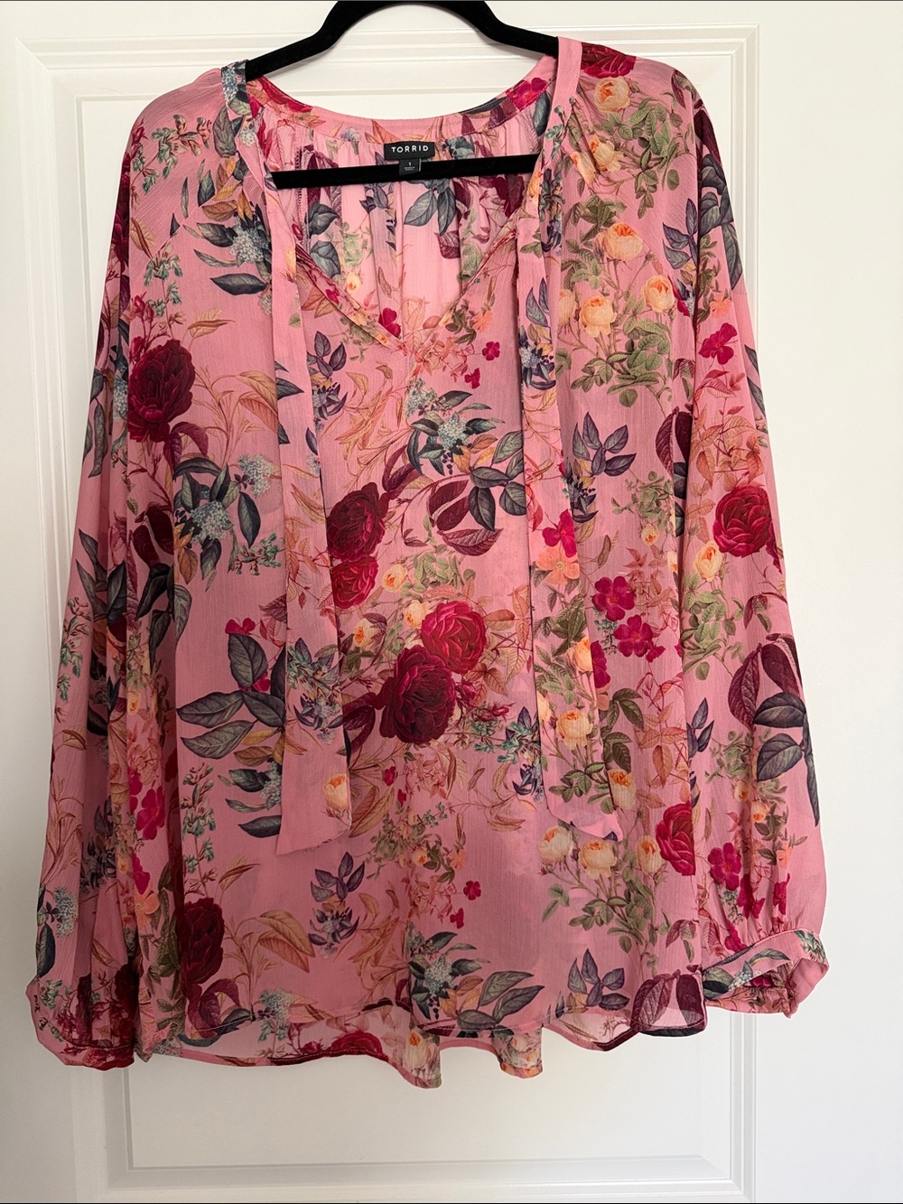 torrid Pink Floral Tie-Front Blouse